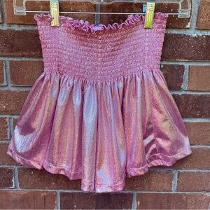 Queen of Sparkles Pink Metallic Shimmer Swing Shorts Girls Size 2XL